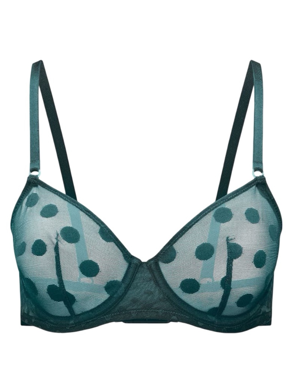 Adore Me Bertie Unlined Bra Green Sheer Polka Dot Underwire Demi Bra 34D